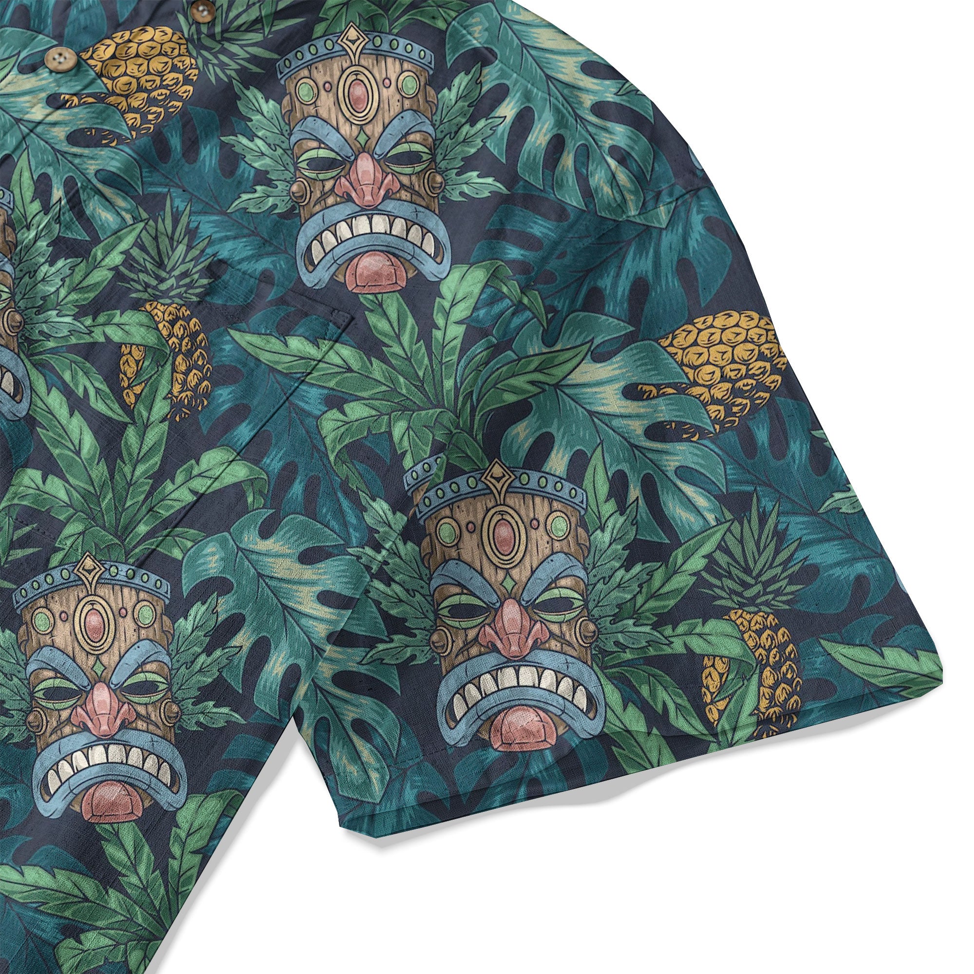 Polynesian Tiki Mask And Hibiscus Flowers Hawaiian Shirt