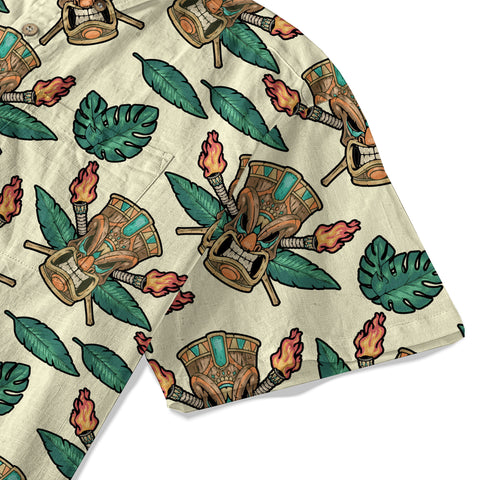 Tribal Tiki Hawaiian Shirt, Tiki Flowers Aloha Hawaii Shirt