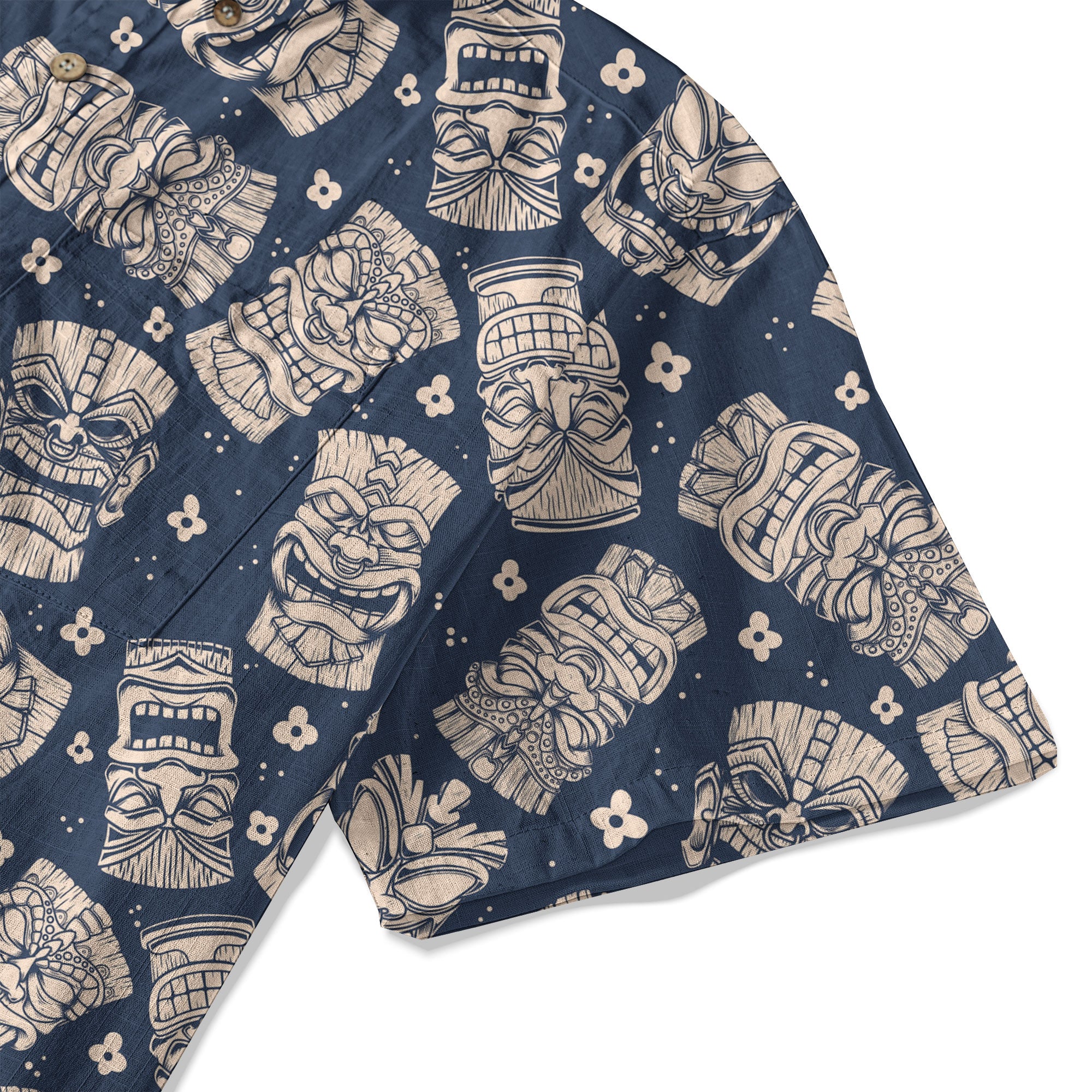 Tribal Tiki Hawaiian Shirt, Tiki Flowers Aloha Hawaii Shirt