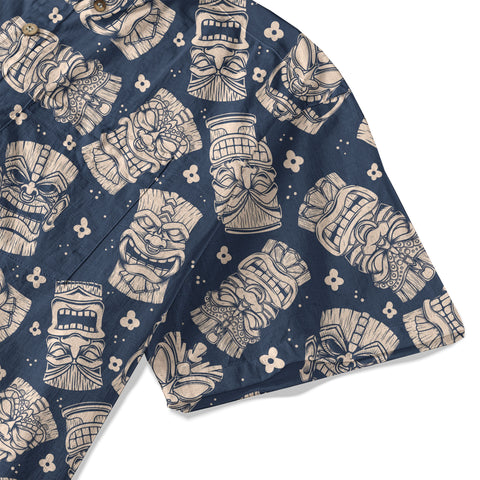 Tribal Tiki Hawaiian Shirt, Tiki Flowers Aloha Hawaii Shirt