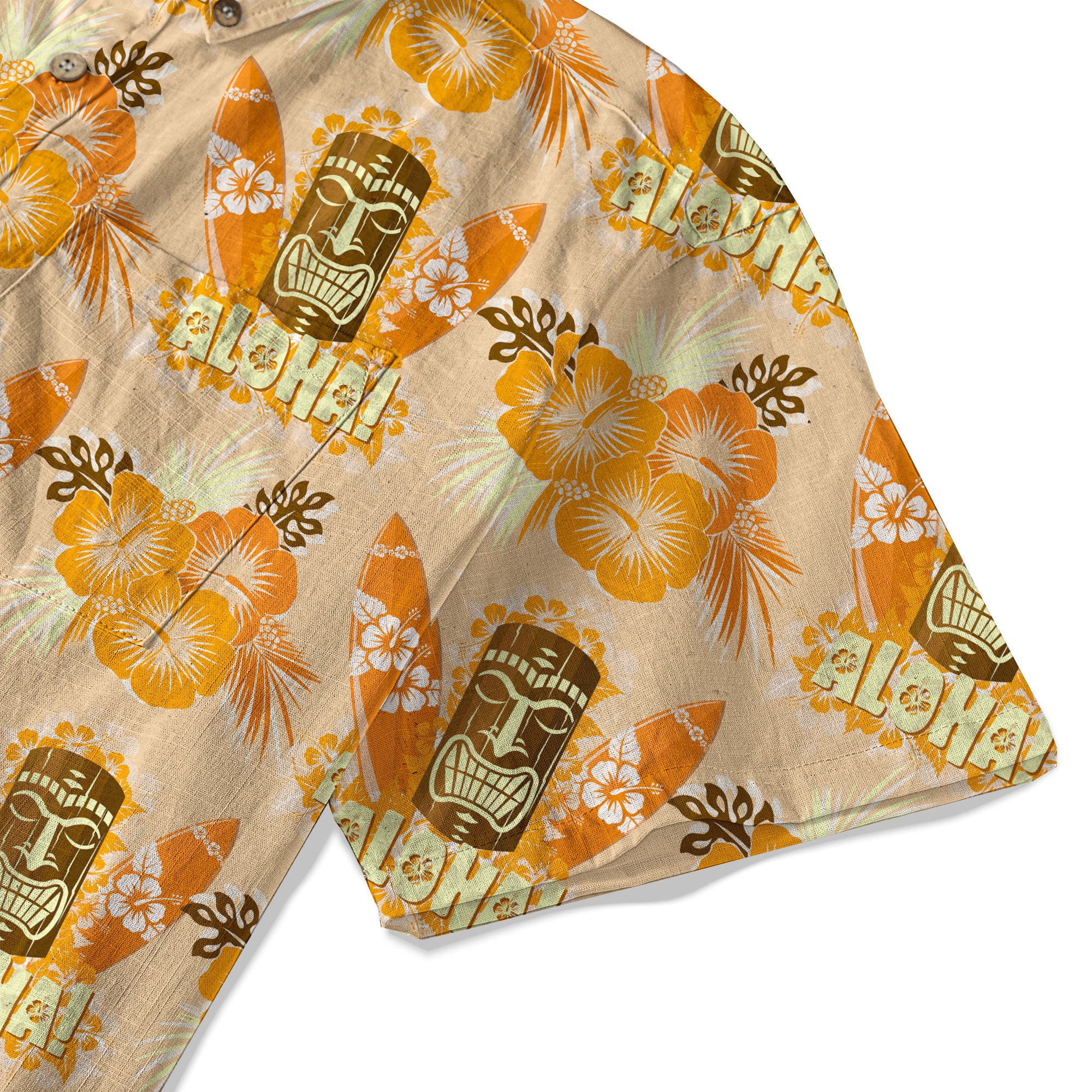 Tribal Tiki Hawaiian Shirt, Tiki Hibuscus Flowers Aloha Hawaii Shirt