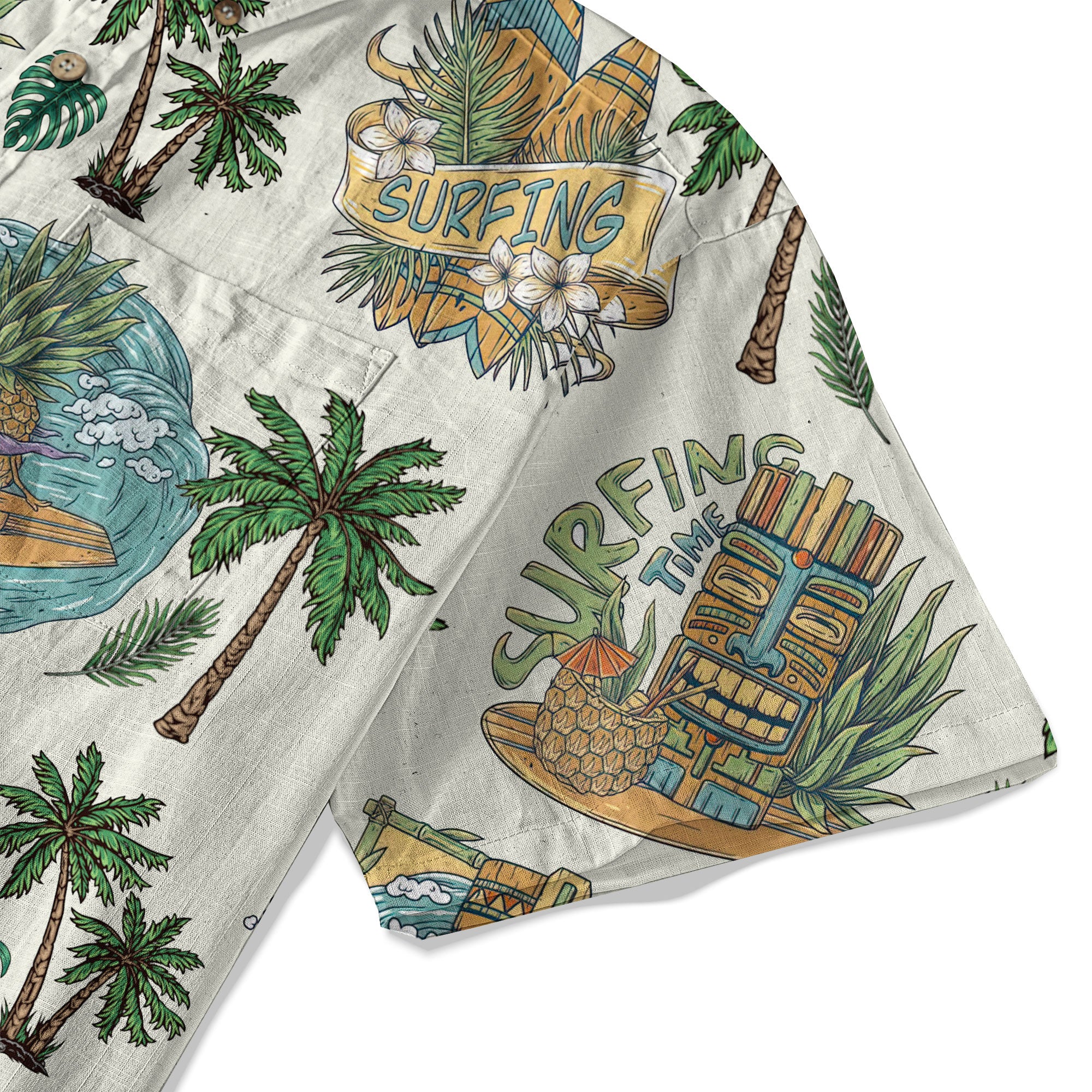 Tiki Mask Hawaii Shirt, Aloha Flowers Surfing Tiki Hawaii Shirt