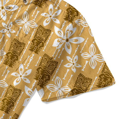 Tiki Hibiscus Flowers Hawaii Shirt