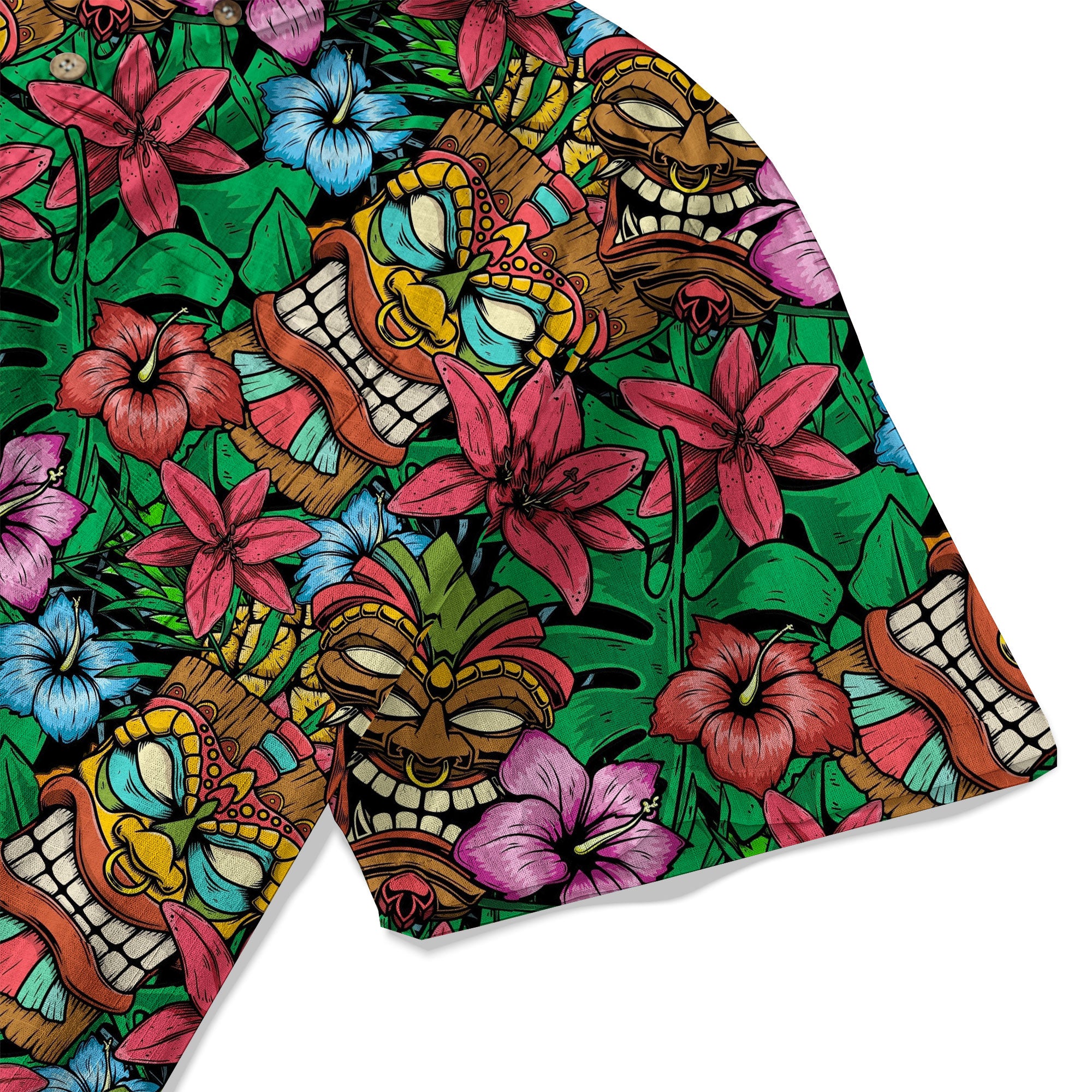 Tiki Hibiscus Flowers Hawaii Shirt