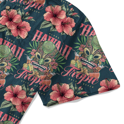 Tiki Hawaii Tropic Hawaiian Shirt