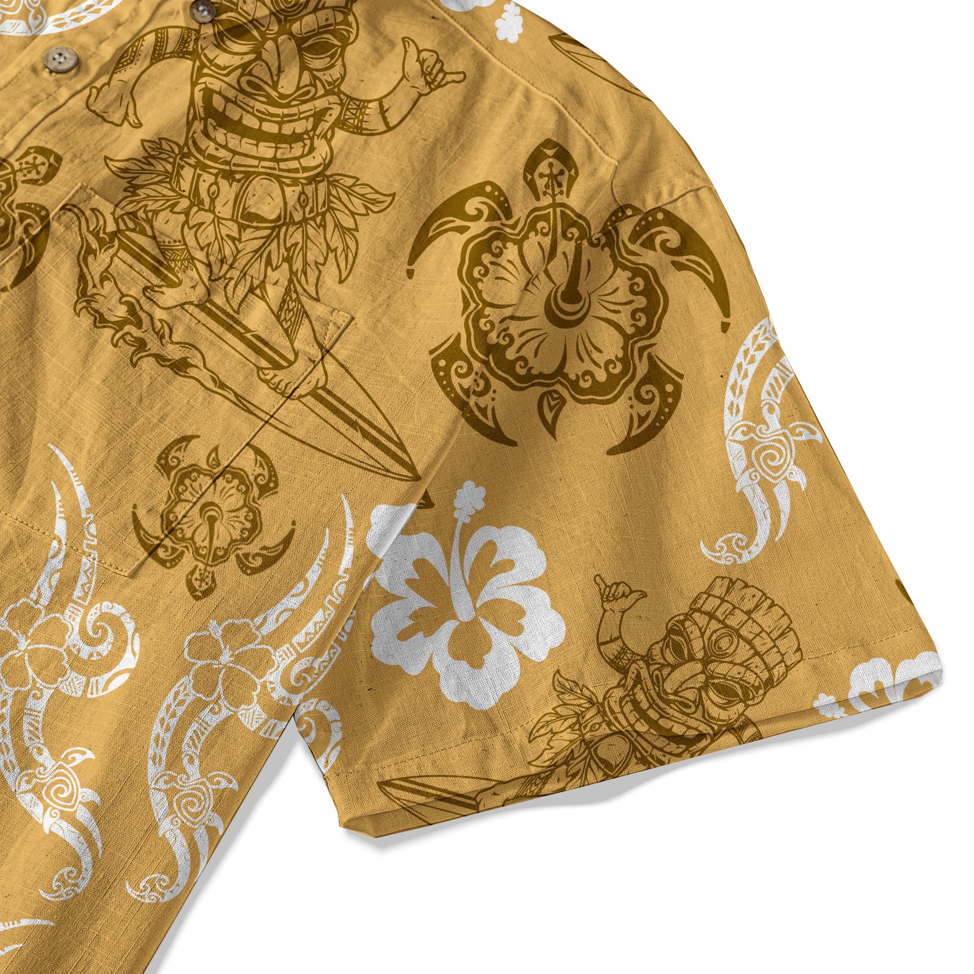 Tribal Tiki Mask Hawaii Shirt, Polynesian Hibiscus Flowers Shirt