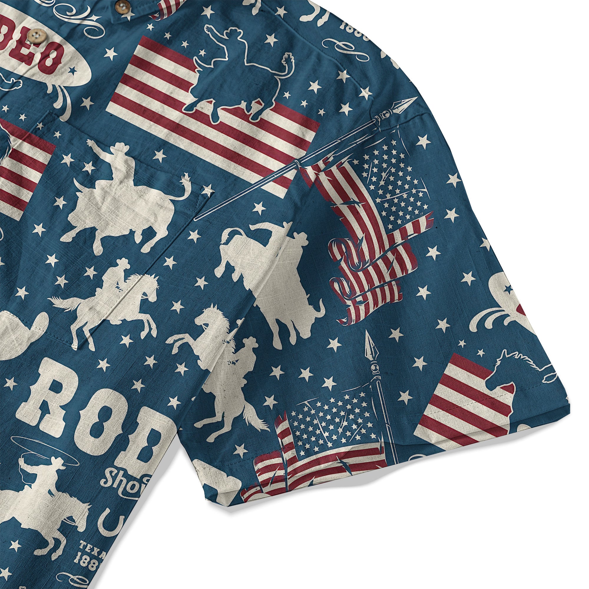 American Rodeo Hawaiian Shirt Colorful Cowboys Riding Patriotic Western Shirt 4th of July