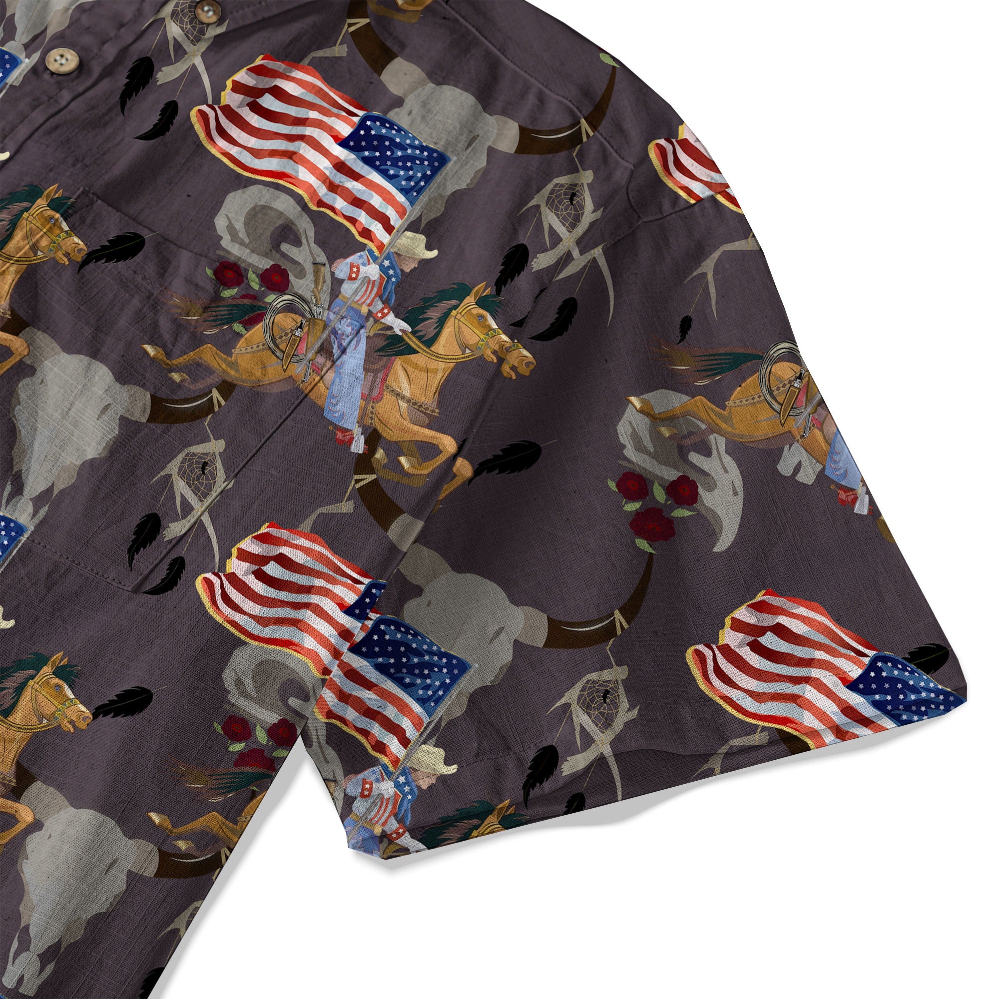 American Rodeo Hawaiian Shirt Colorful Cowboys Riding Patriotic Western Shirt 4th of July