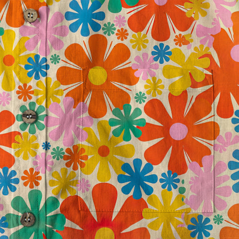 Hippie Groovy Flower Hawaii Shirt, Hippie Peace Love Hawaii Shirt