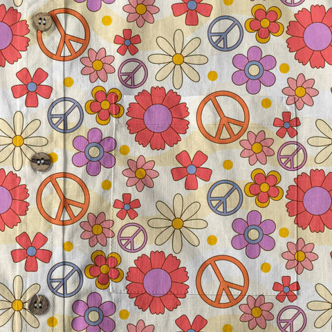 Hippie Groovy Flower Hawaii Shirt, Hippie Peace Love Hawaii Shirt