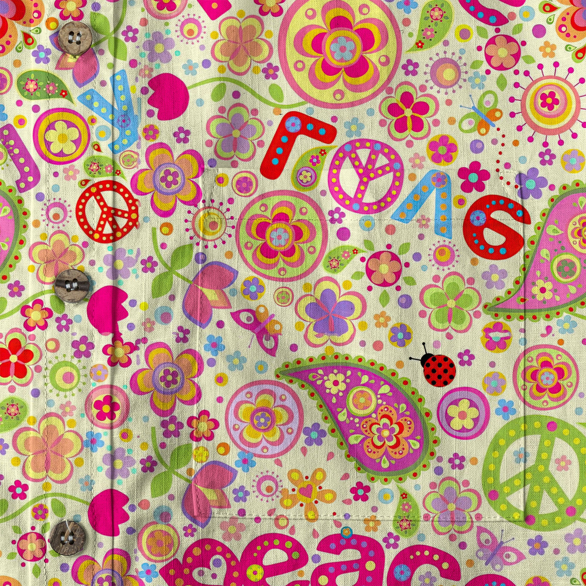 Hippie Groovy Flower Hawaii Shirt, Hippie Peace Love Hawaii Shirt
