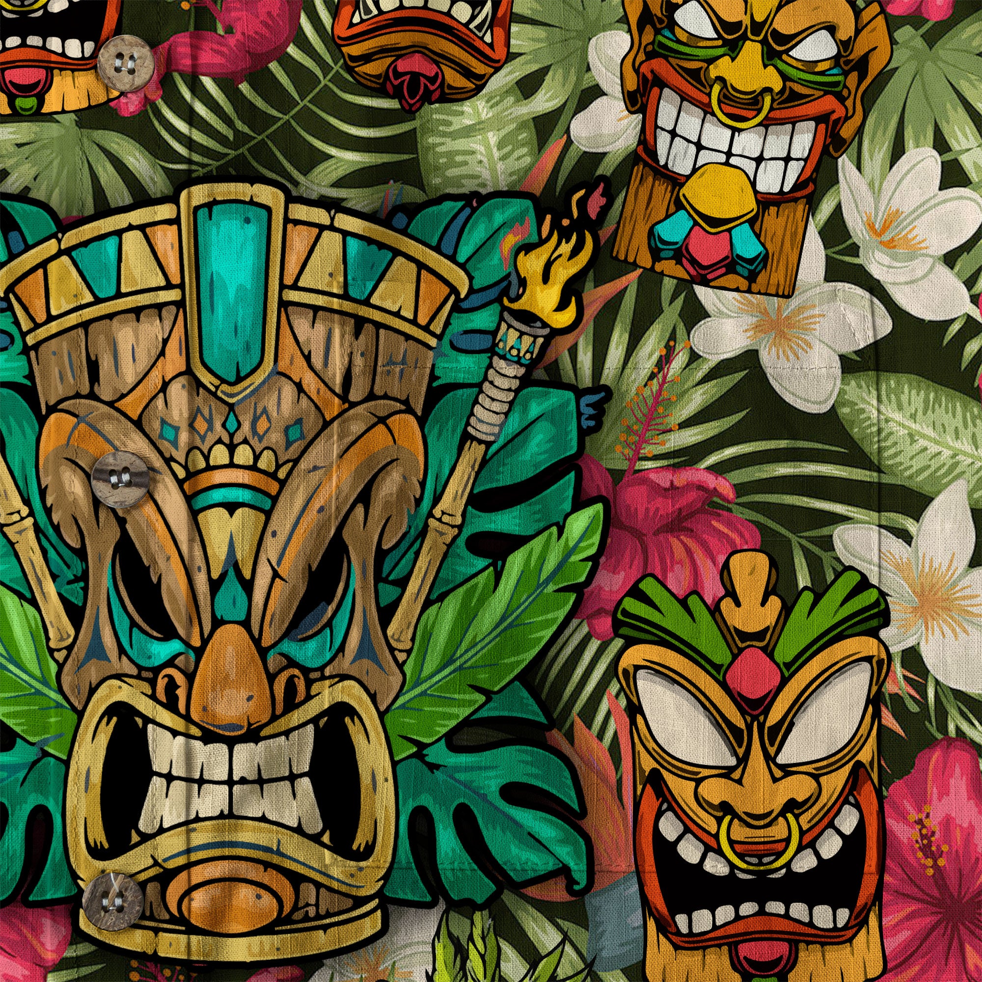 Tiki Mask Hawaii Shirt, Aloha Tiki Mask Pattern Aloha Hawaiian Shirt
