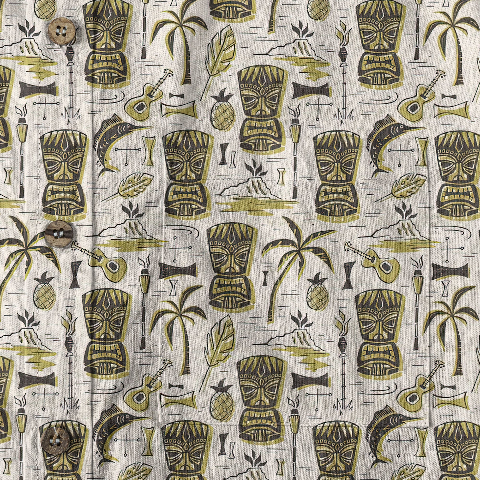 Retro Mid Century Modern Tiki Hawaii Shirt, Tropical Tiki Hawaii Shirt
