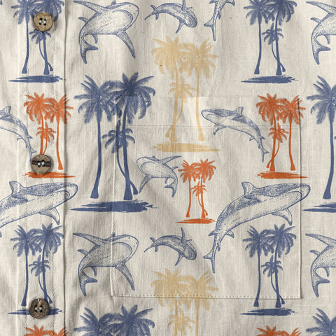 Sharks and Palms Islands Hawaiian Shirt, Ocean Animals Hawaii Shirt - The Palmix
