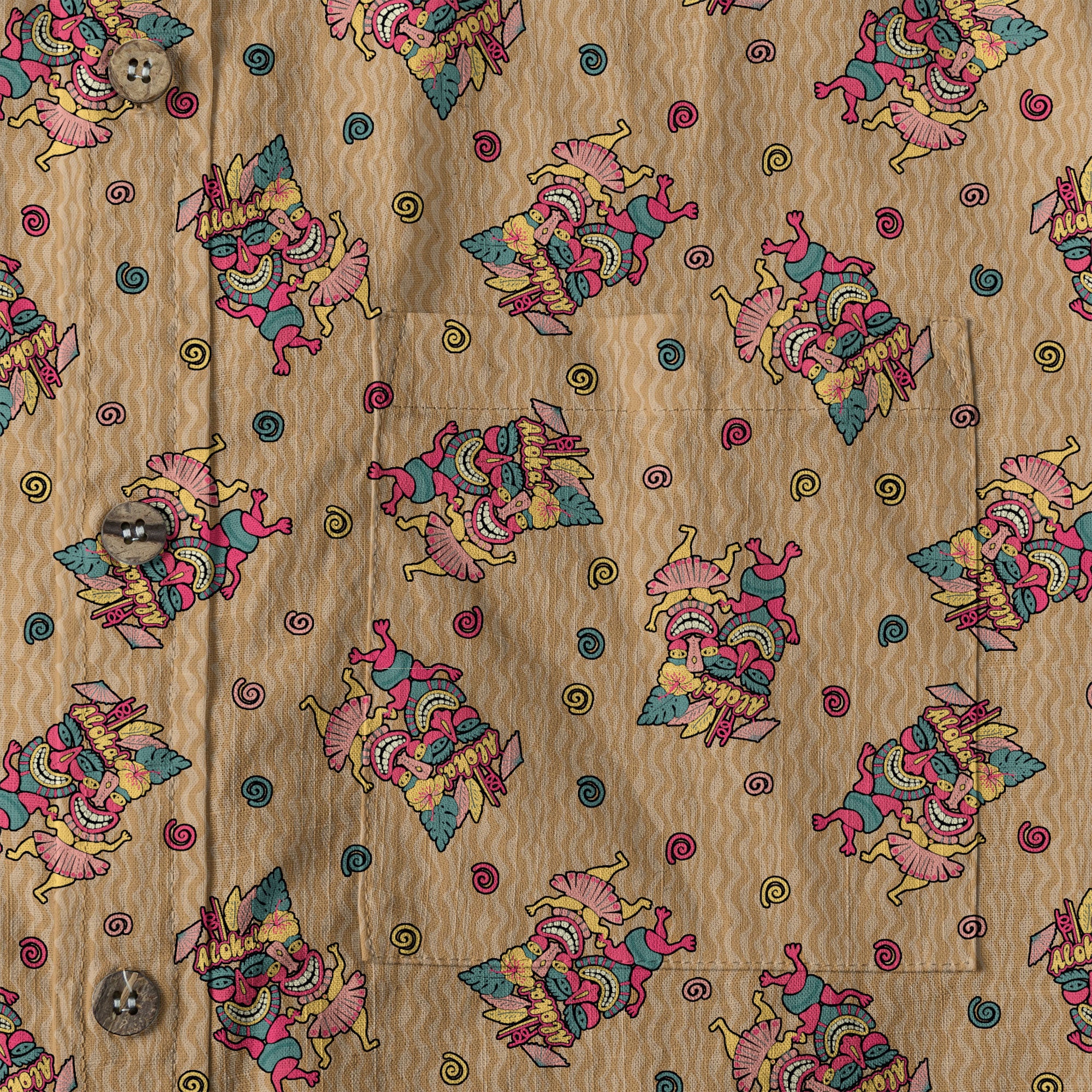 Hula Dancing Tiki Hibiscus Flower Hawaii Shirt