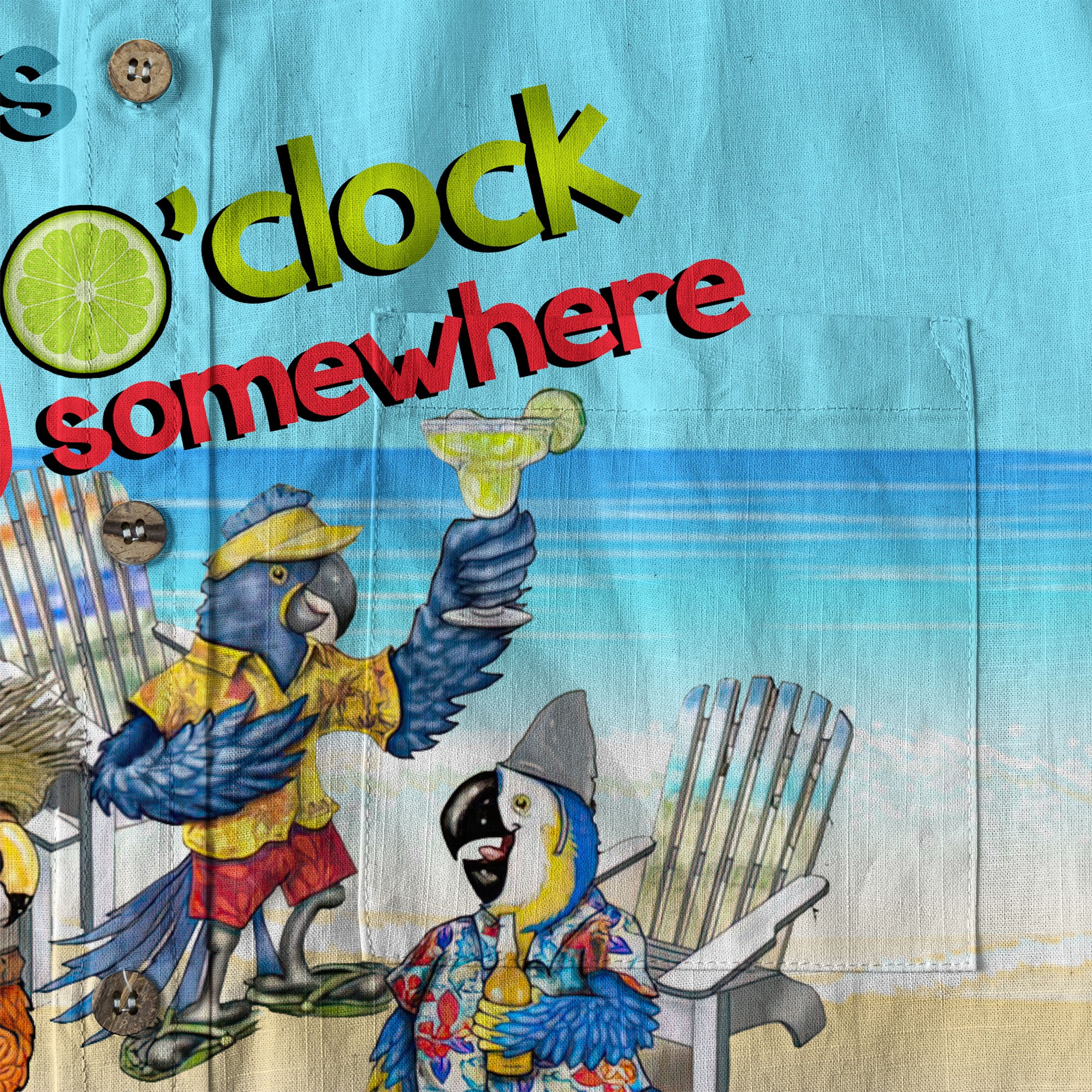 It's 5 O'clock Somewhere Hibiscus Flowers Hawaii Shirt, Parrot Hawaiian Shirt - The Palmix