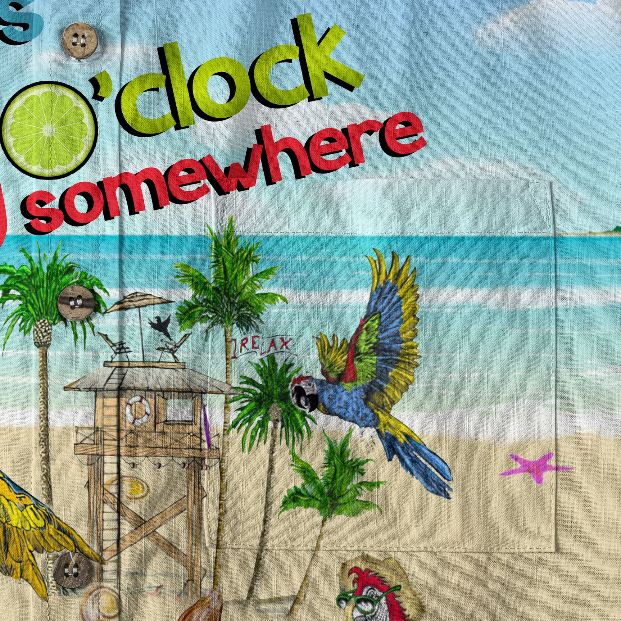 It's 5 O'clock Somewhere Hibiscus Flowers Hawaii Shirt, Aloha Parrot Hawaiian Shirt - The Palmix