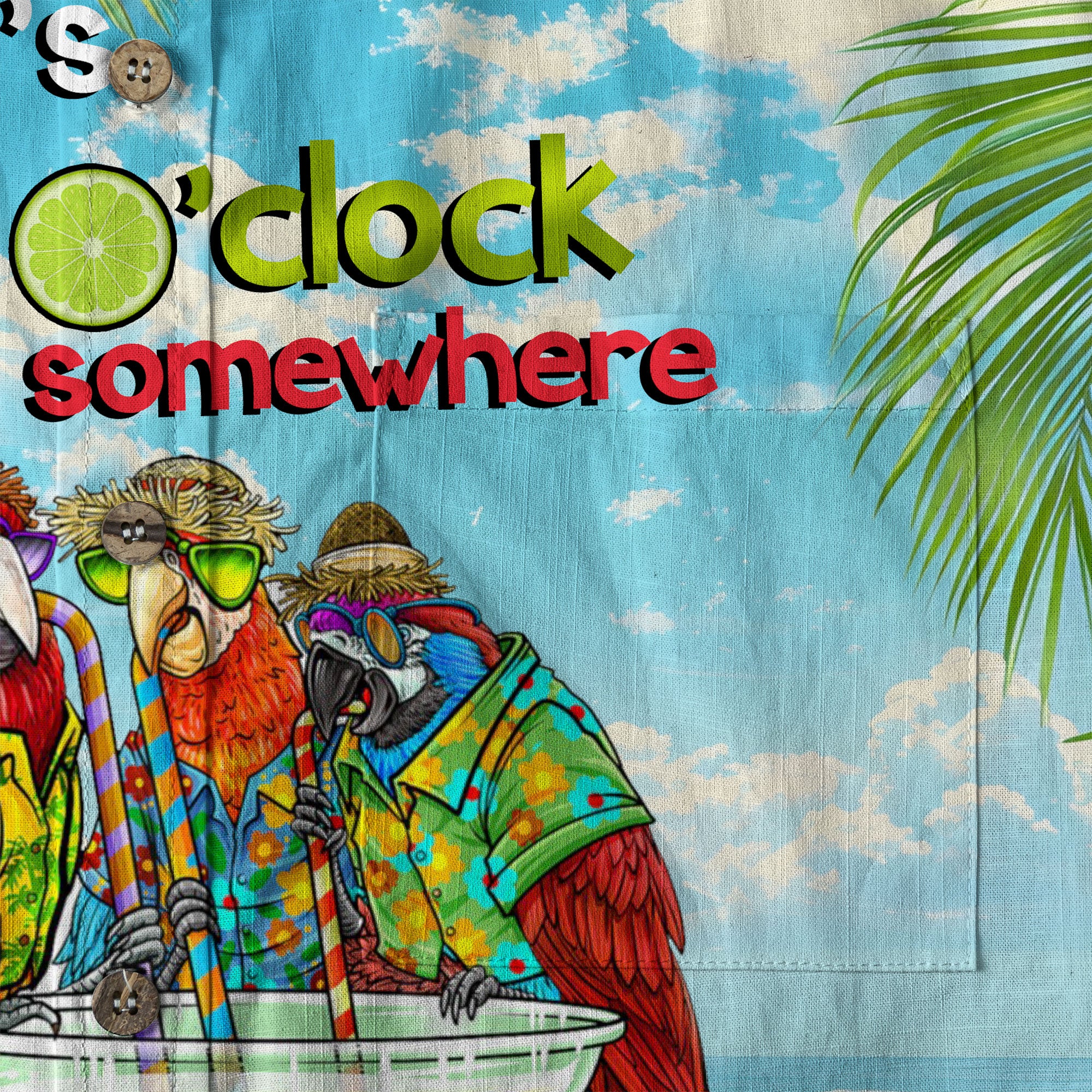 Parrots Drinking Margarita Hawaiian Shirt, It's 5 O'clock Somewhere Hawaii Shirt - The Palmix