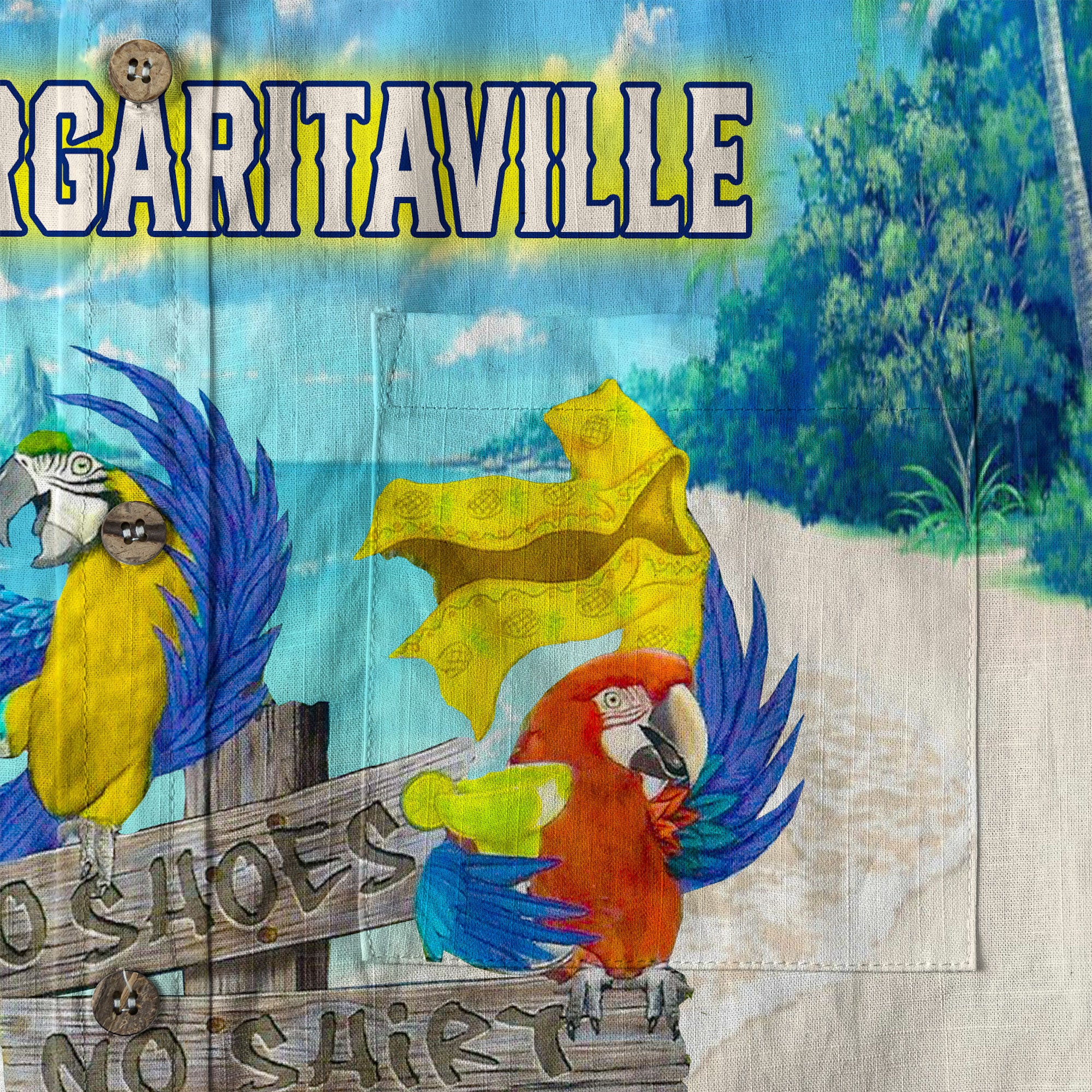 Margaritaville Parrot Hawaii Shirt, No Shirt No Shoes No Problem Hawaii Shirt