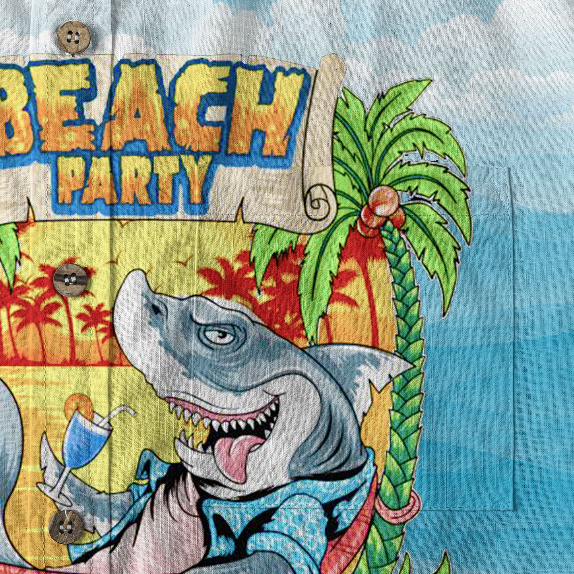 Beach Party Shark Hawaiian Shirt, Summer Vibes Parrot Hawaii Shirt