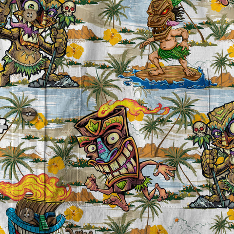 Tiki Mask Hawaii Shirt, Surfing Tiki Pattern Hawaiian Shirt