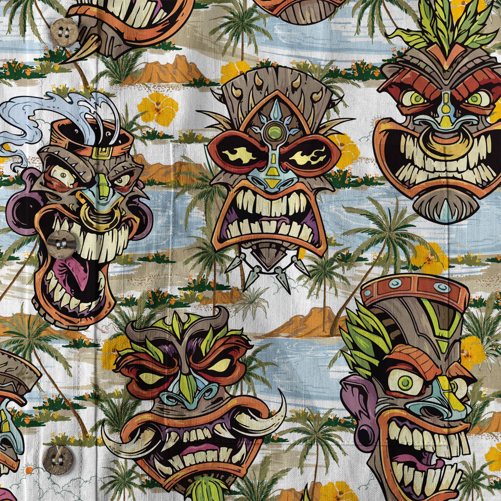 Tiki Mask Aloha Hawaii Shirt, Tiki Mask Ocean Hawaiian Shirt