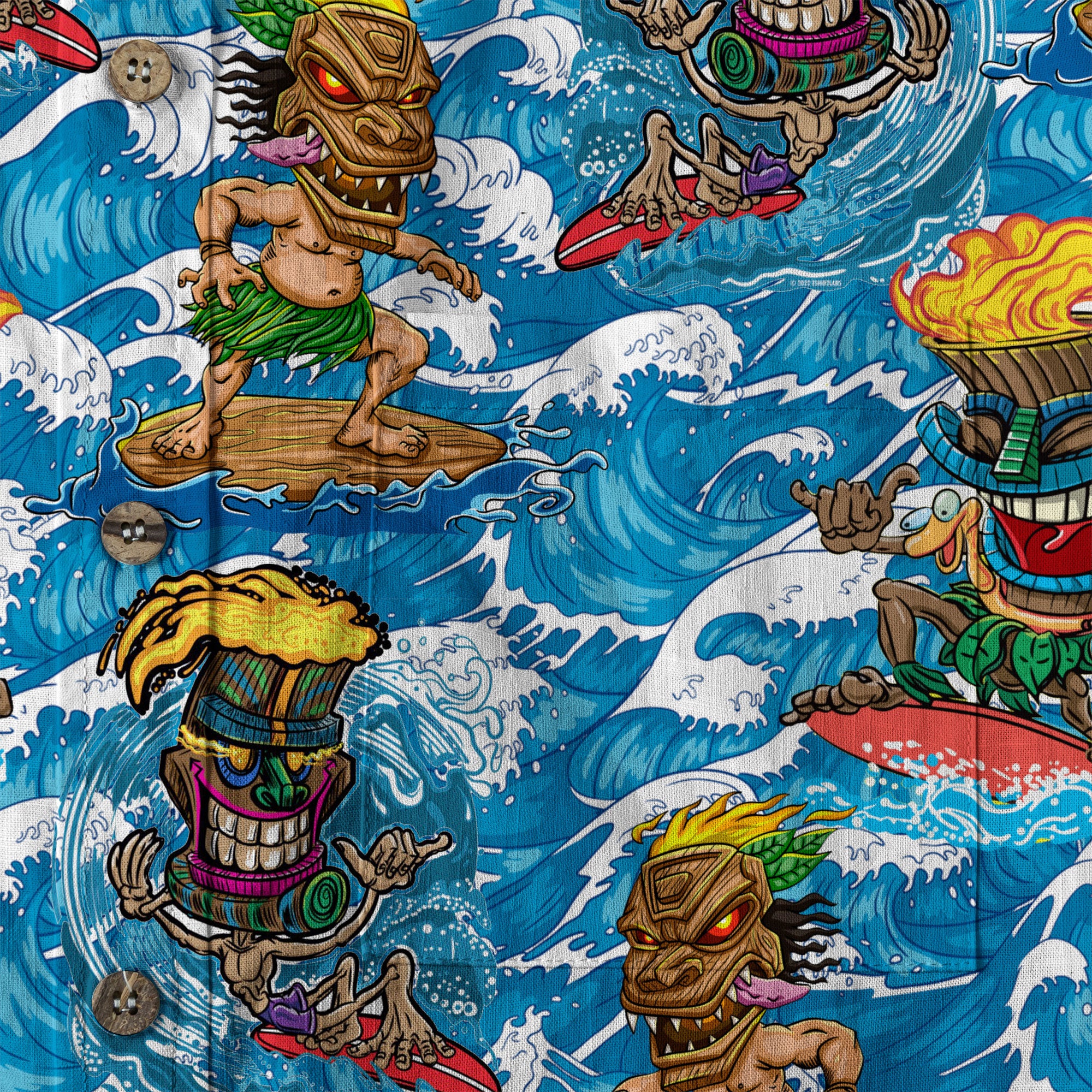 Tiki Mask Aloha Hawaii Shirt, Surfing Tiki Beach Hawaiian Shirt