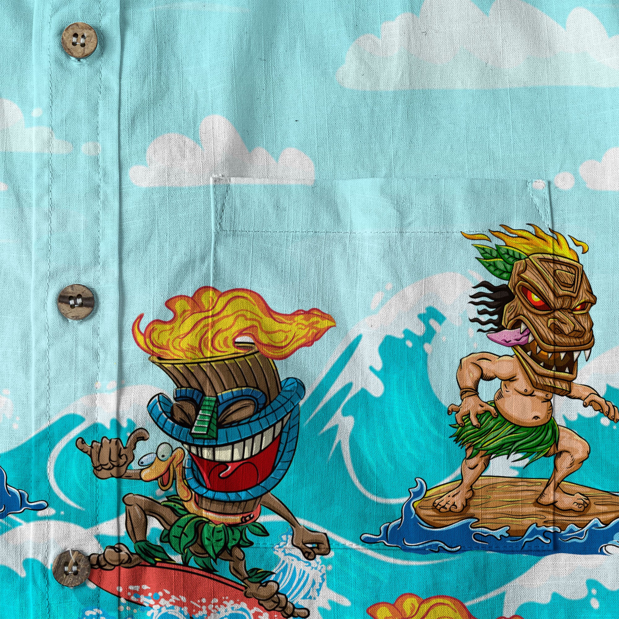 Tiki Mask Aloha Hawaii Shirt, Surfing Tiki Beach Hawaiian Shirt