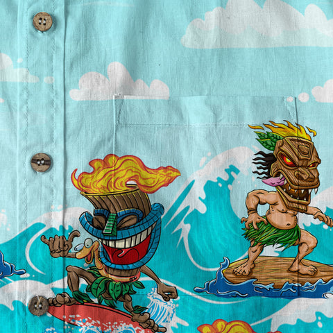 Tiki Mask Aloha Hawaii Shirt, Surfing Tiki Beach Hawaiian Shirt