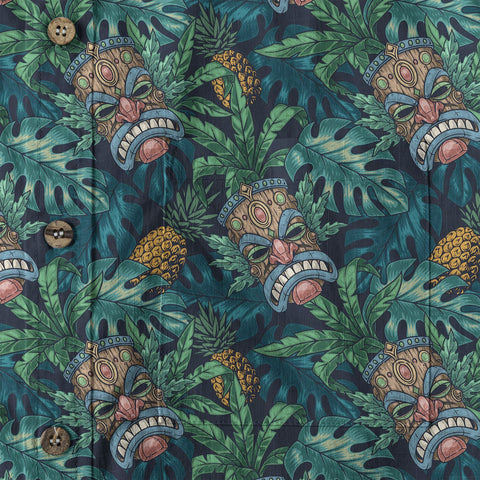 Polynesian Tiki Mask And Hibiscus Flowers Hawaiian Shirt