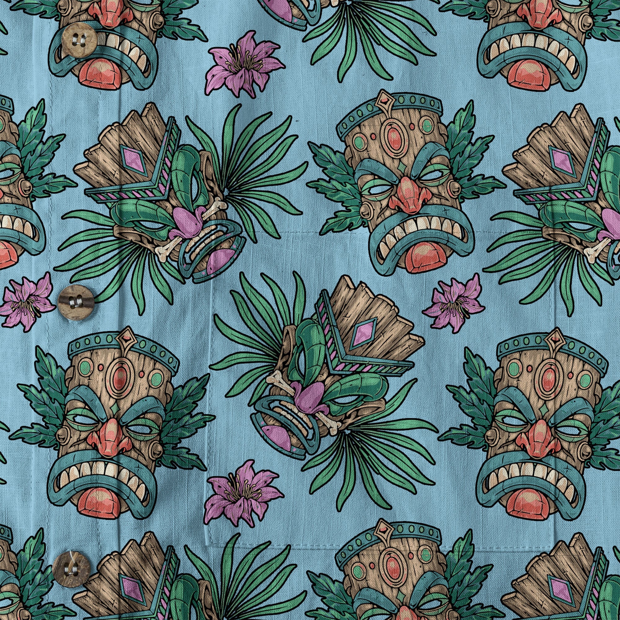 Tribal Tiki Hawaiian Shirt, Summer Vibes Aloha Hawaii Shirt