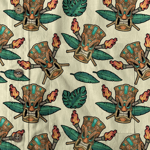 Tribal Tiki Hawaiian Shirt, Tiki Flowers Aloha Hawaii Shirt