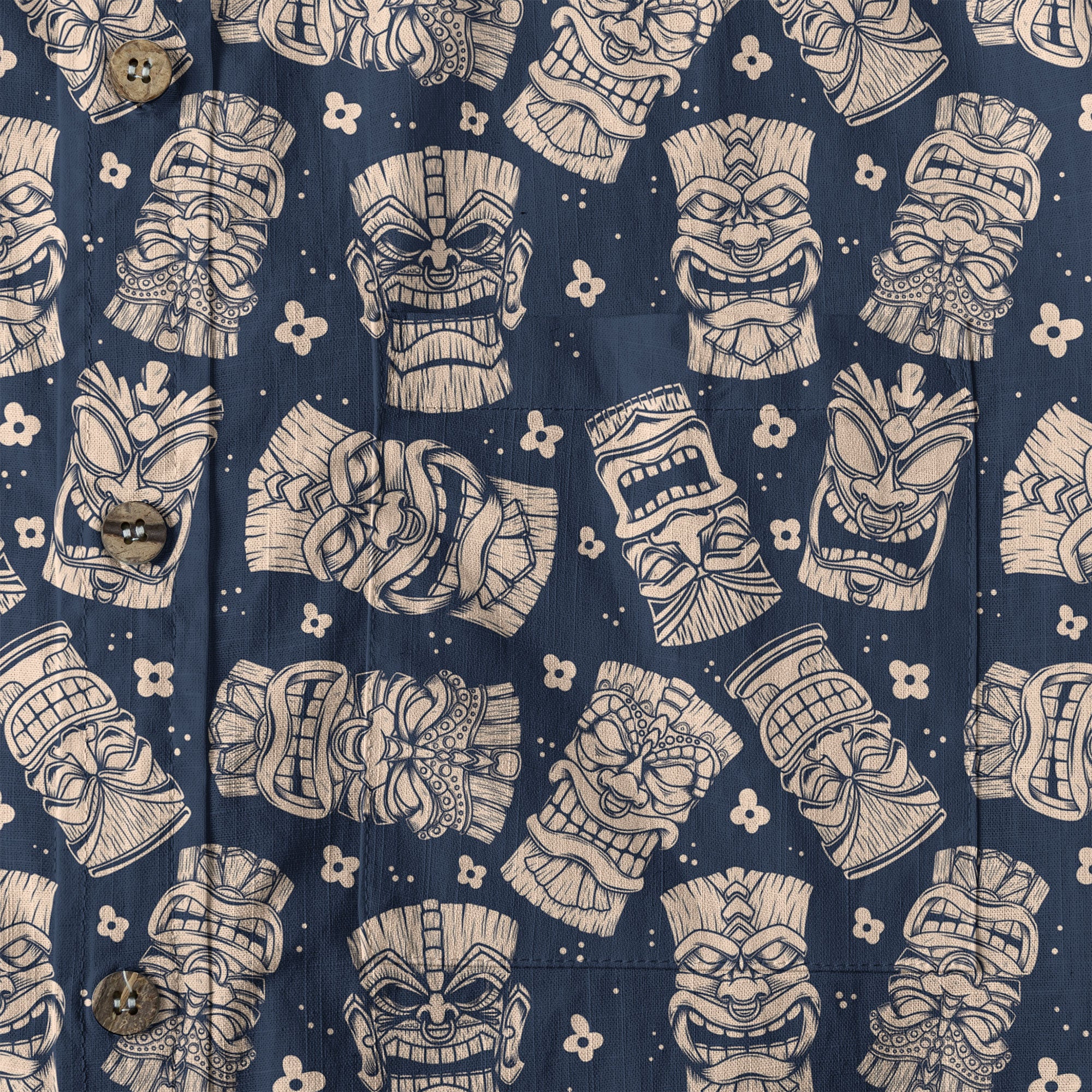 Tribal Tiki Hawaiian Shirt, Tiki Flowers Aloha Hawaii Shirt