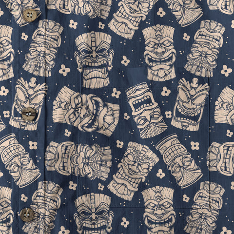 Tribal Tiki Hawaiian Shirt, Tiki Flowers Aloha Hawaii Shirt