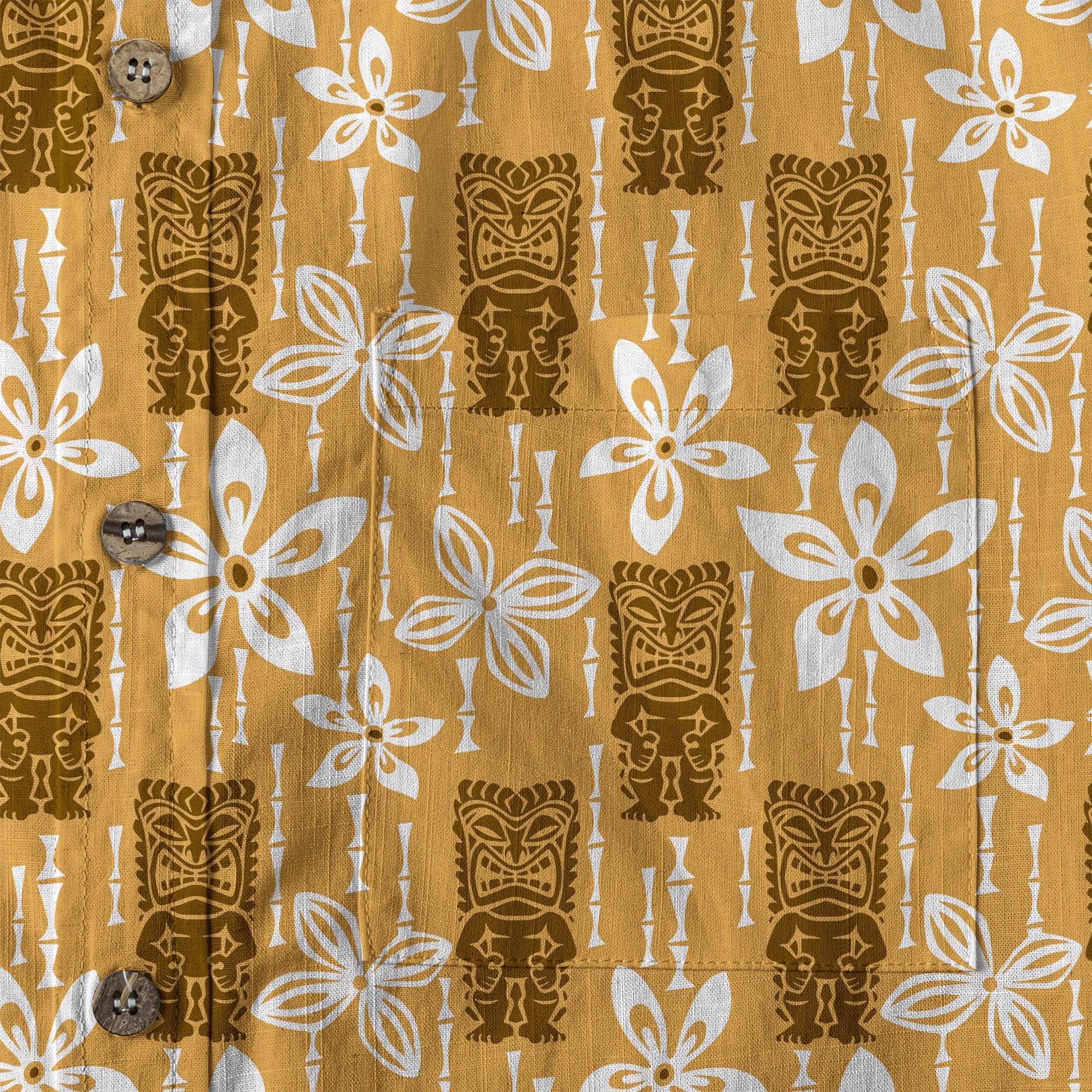 Tiki Hibiscus Flowers Hawaii Shirt