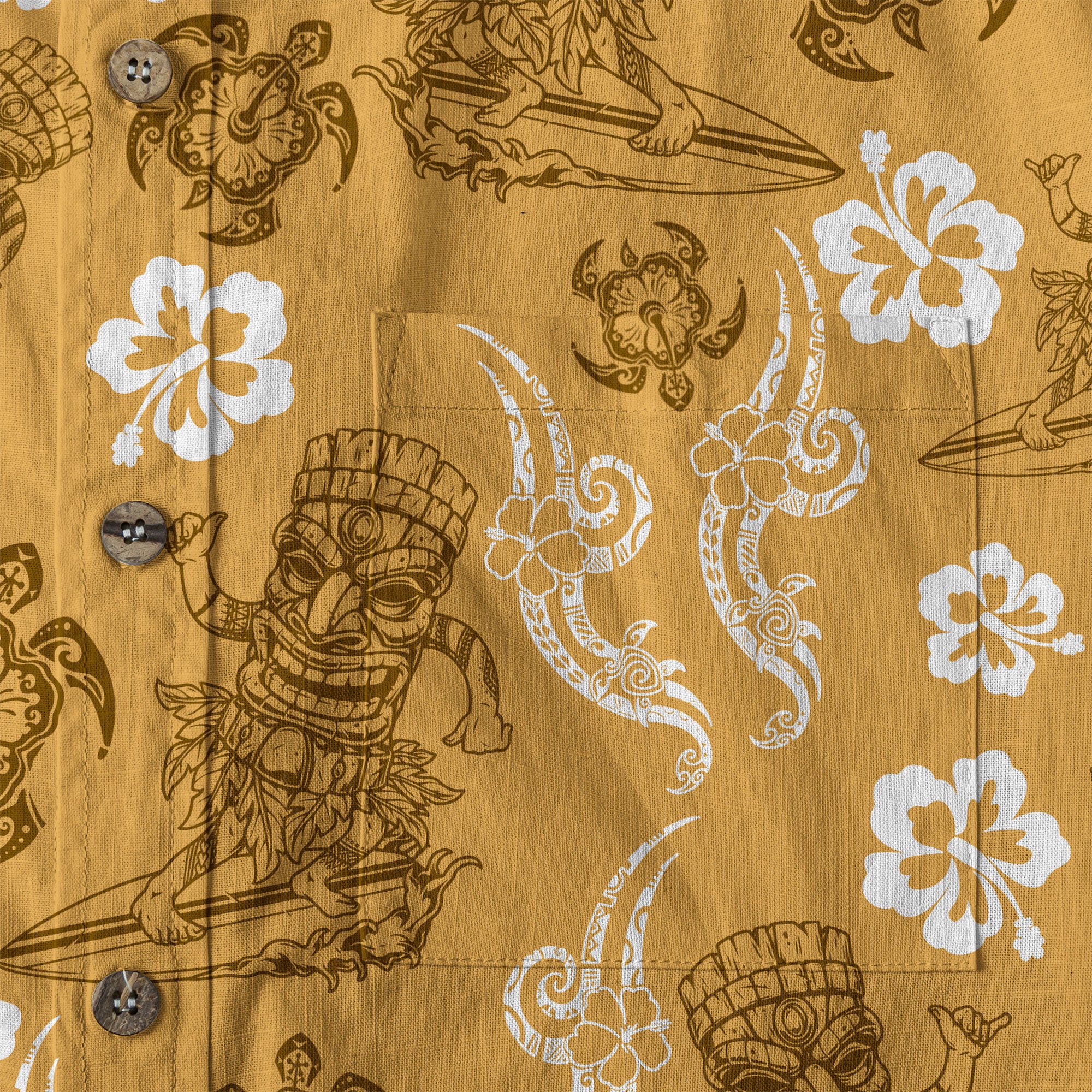 Tribal Tiki Mask Hawaii Shirt, Polynesian Hibiscus Flowers Shirt