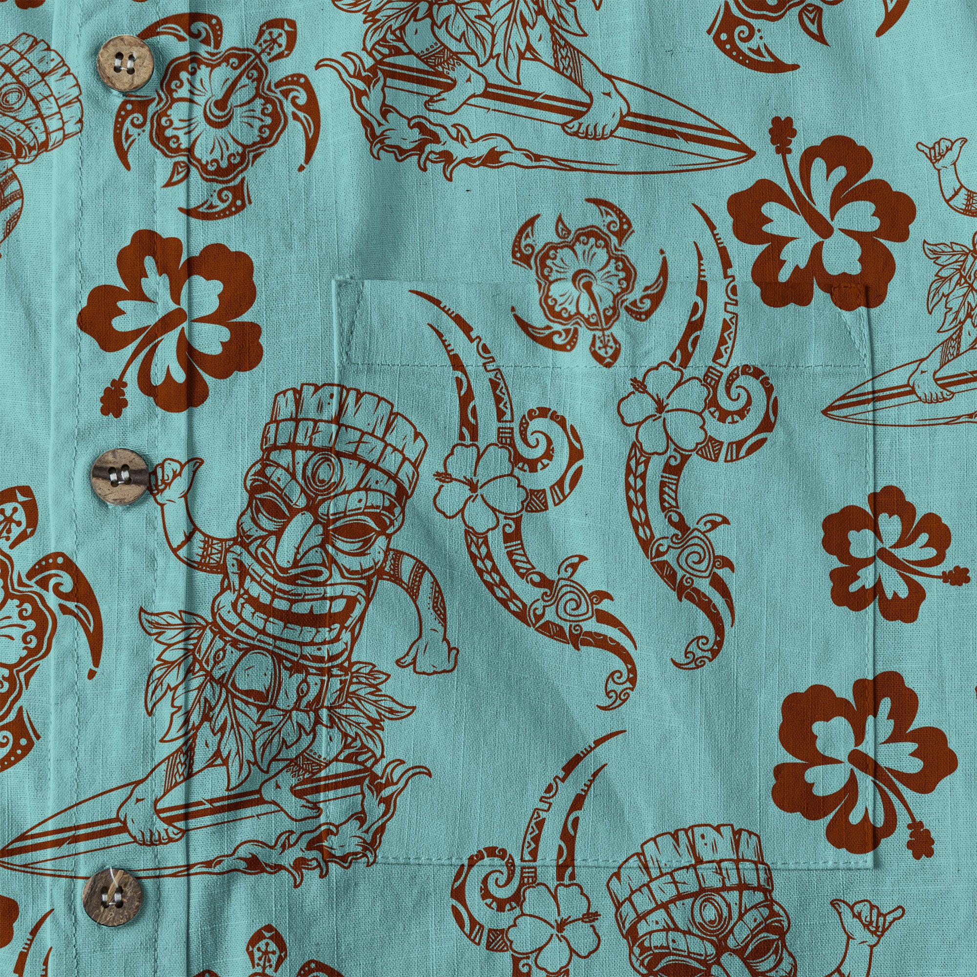 Tribal Tiki Mask Hawaii Shirt, Polynesian Hibiscus Flowers Shirt