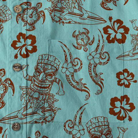Tribal Tiki Mask Hawaii Shirt, Polynesian Hibiscus Flowers Shirt