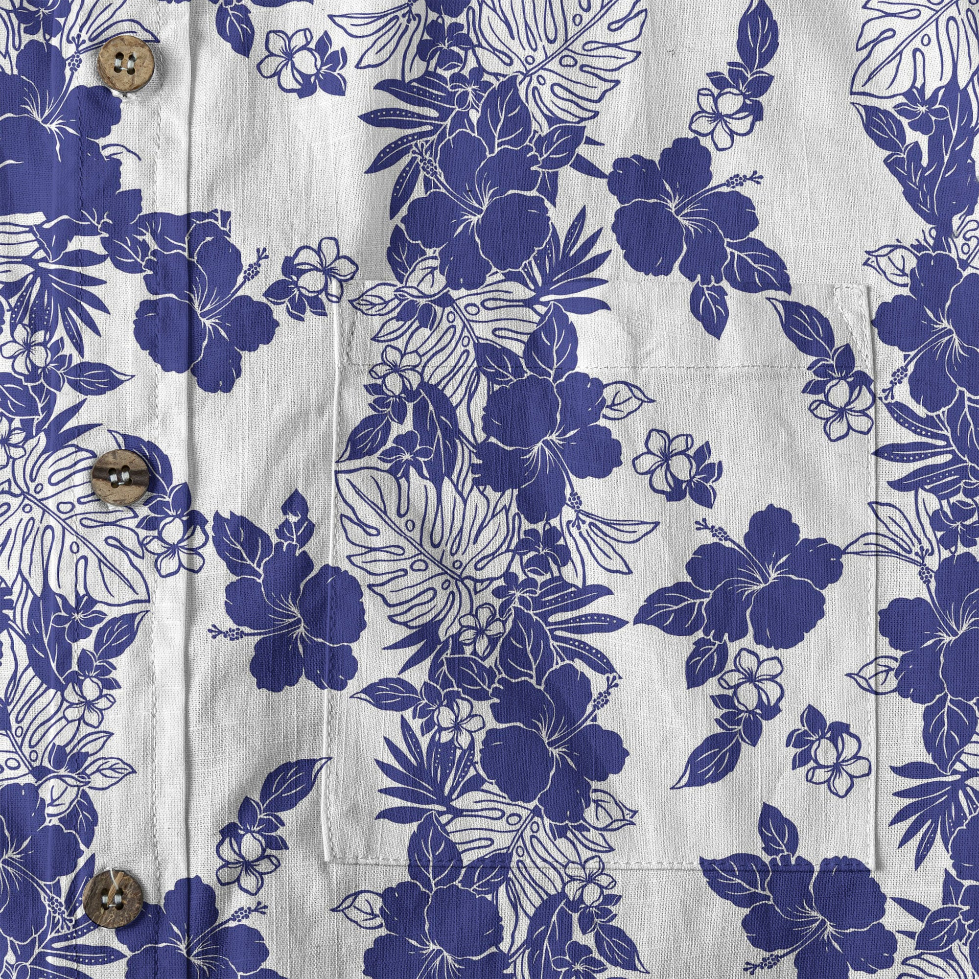 Hibiscus Floral Pattern Button Up Hawaii Shirt