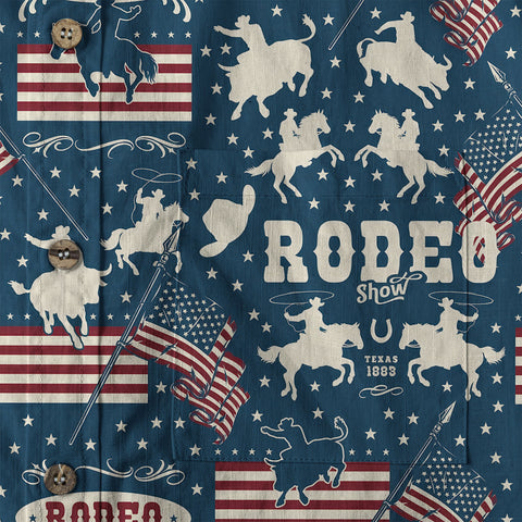 American Rodeo Hawaiian Shirt Colorful Cowboys Riding Patriotic Western Shirt 4th of July