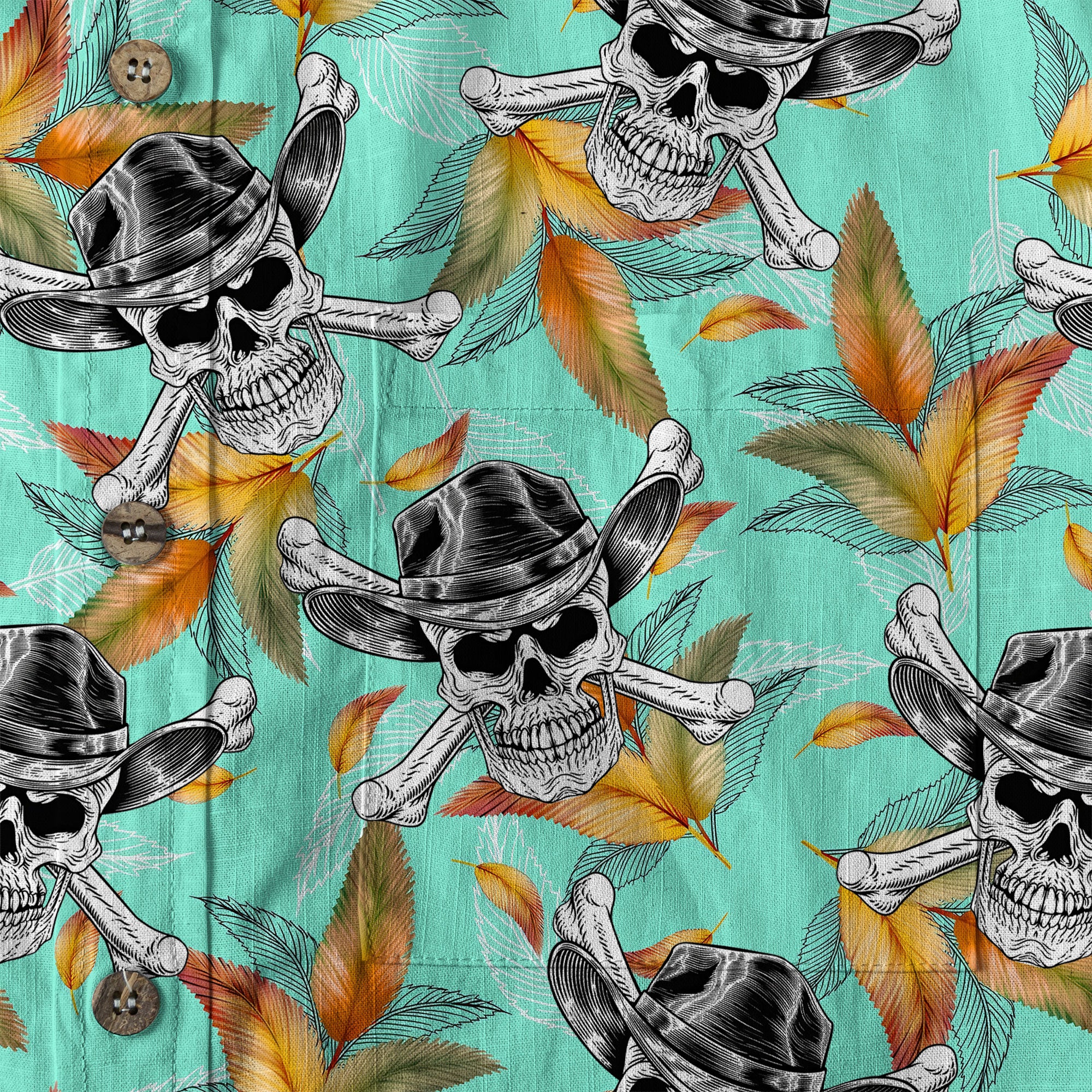 Western Skull Hawaiian Shirt Tropical Summer Vacation