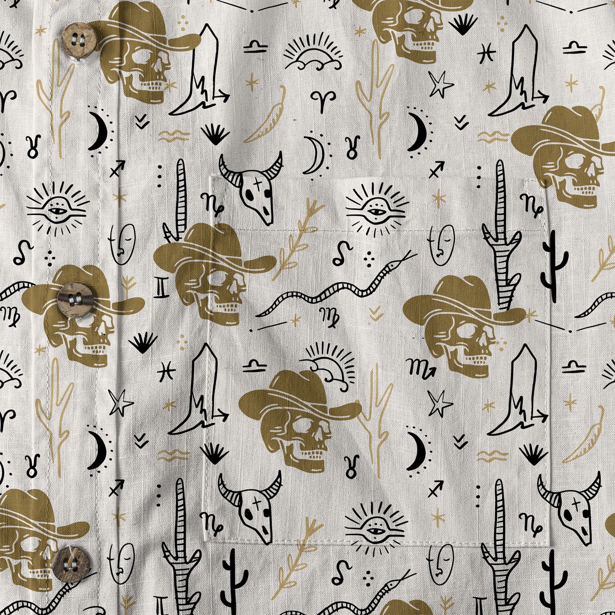 Western Skull Hawaiian Shirt Tropical Summer Vacation
