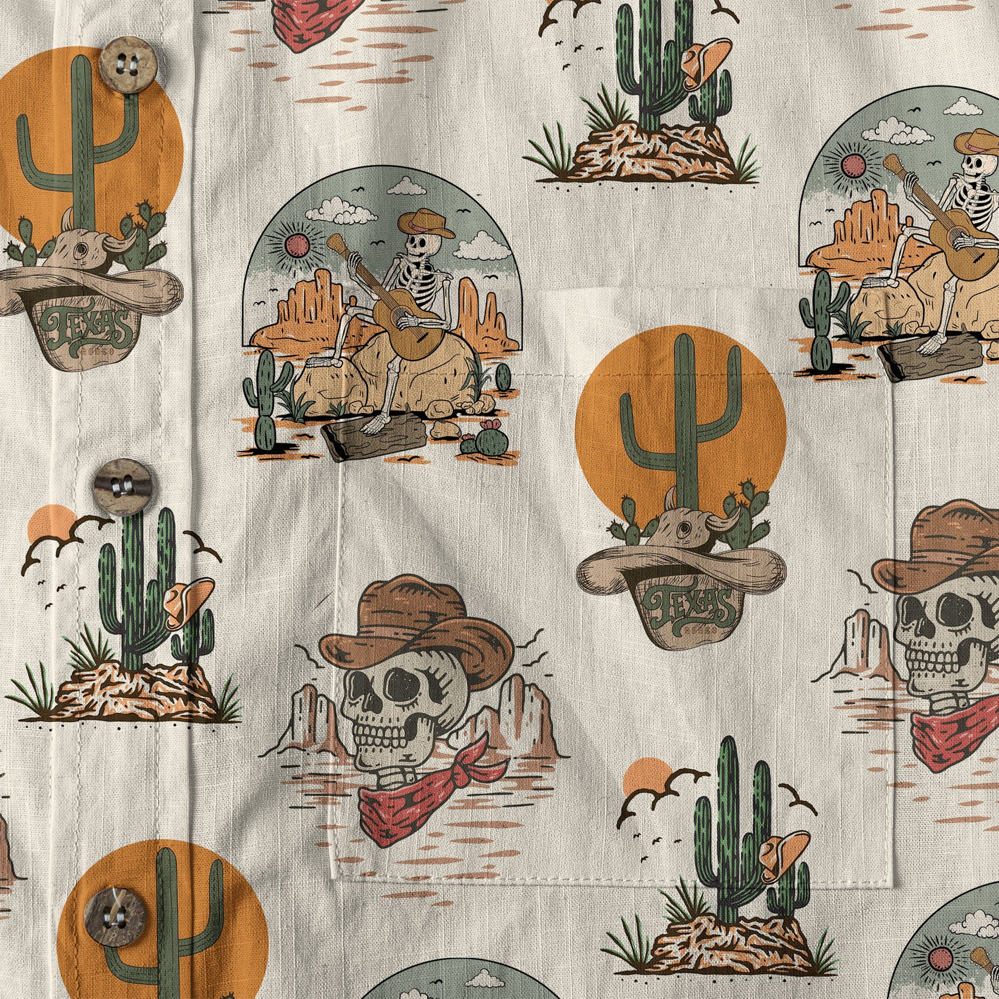 Western Skull Hawaiian Shirt Tropical Summer Vacation