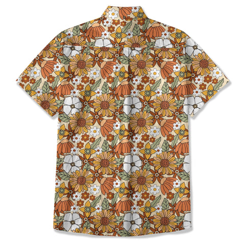 Hippie Groovy Flower Hawaii Shirt, Hippie Peace Love Hawaii Shirt