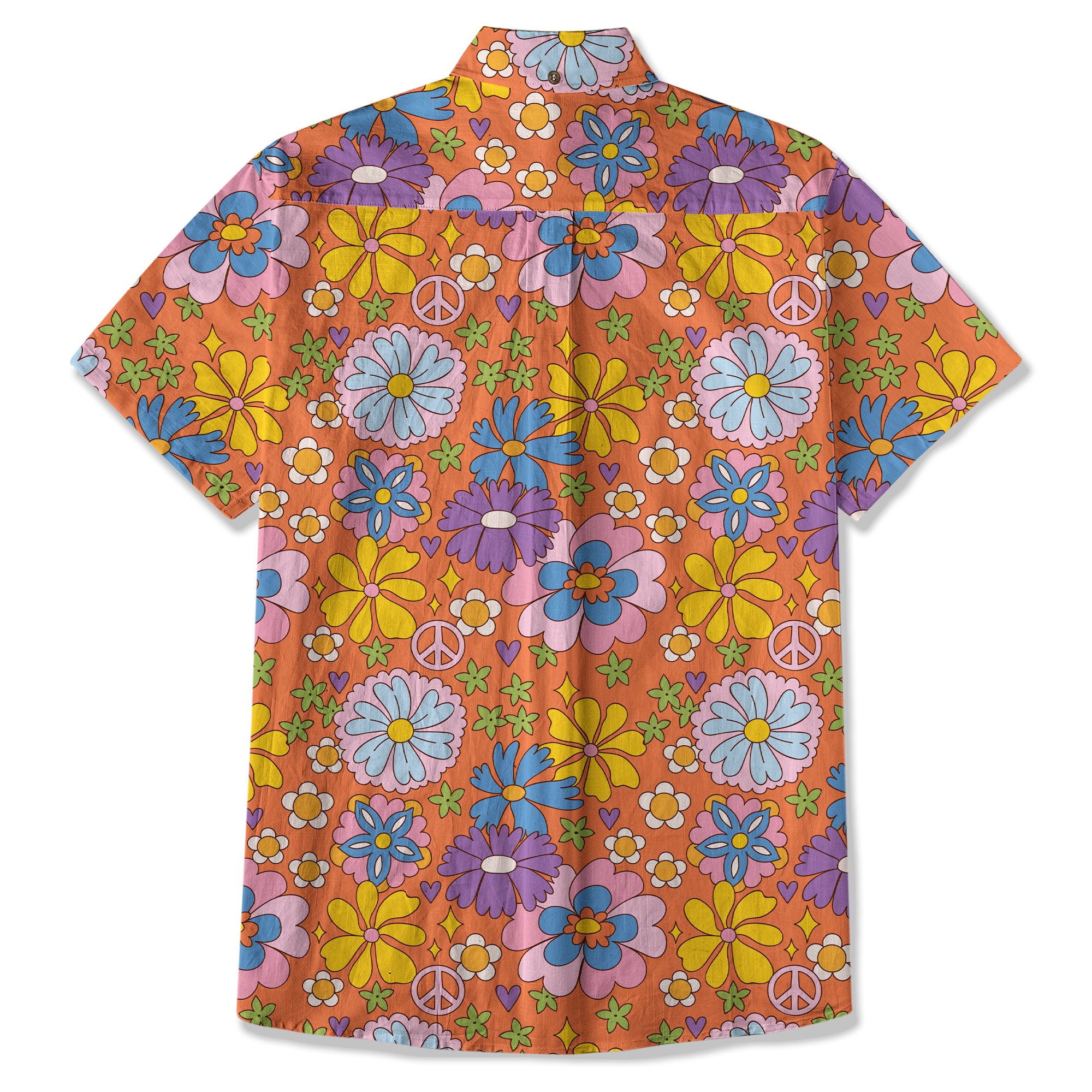 Hippie Groovy Flower Hawaii Shirt, Hippie Peace Love Hawaii Shirt