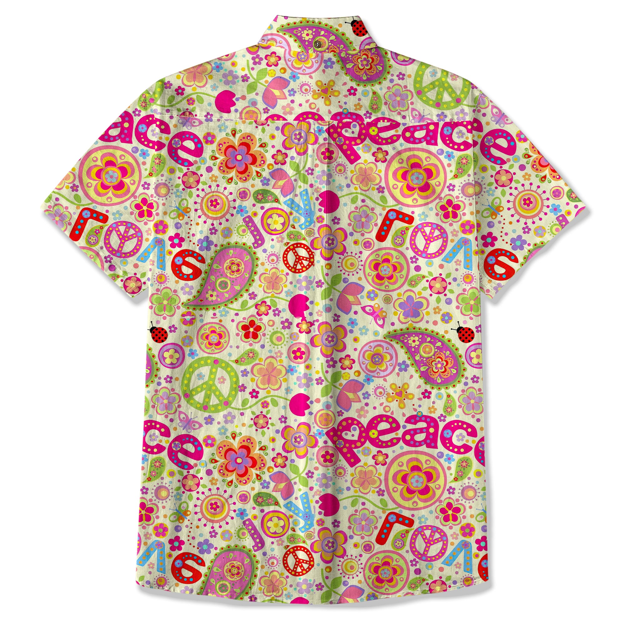 Hippie Groovy Flower Hawaii Shirt, Hippie Peace Love Hawaii Shirt