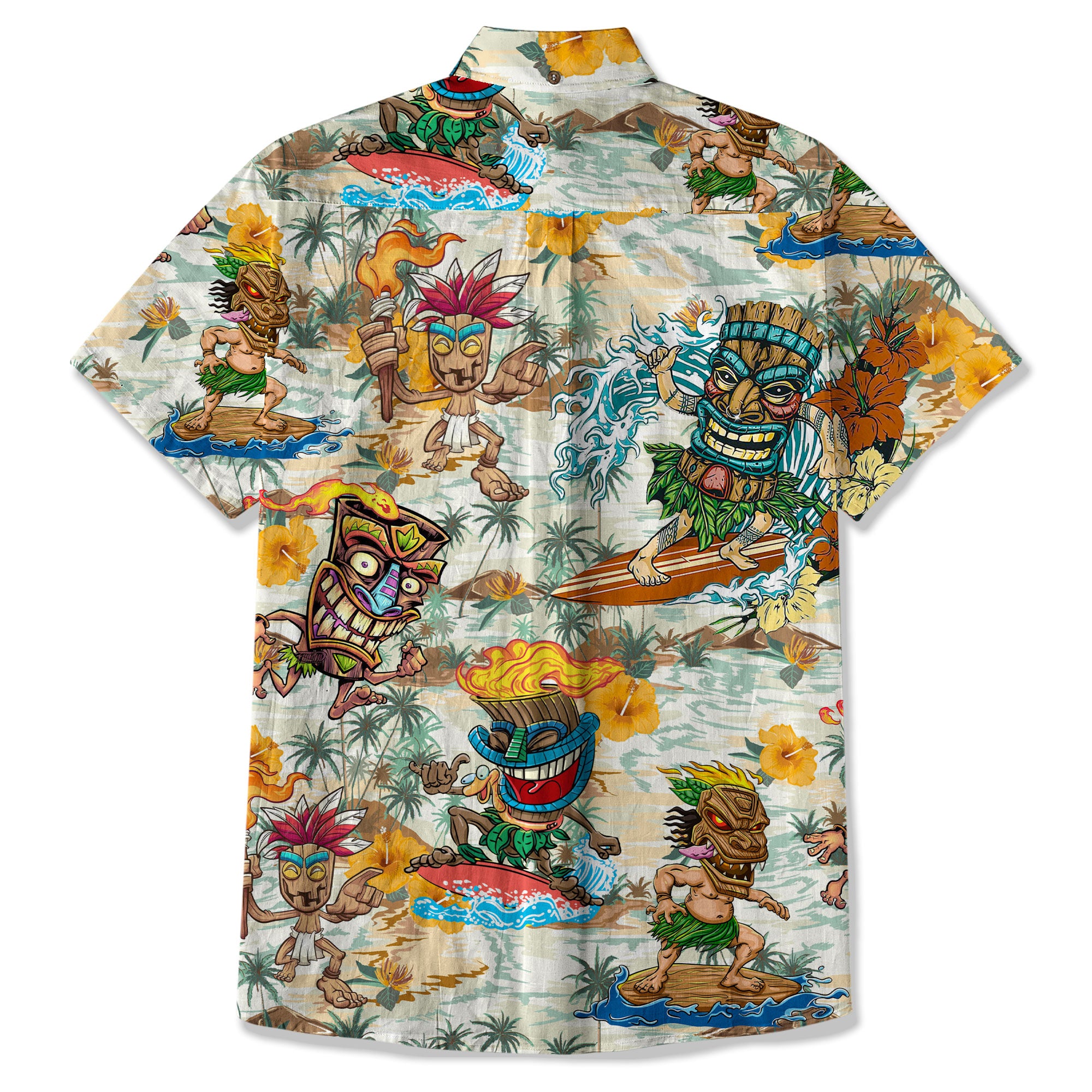 Tiki Mask Hawaiian Shirt for Men, Polynesian Hawaiian Button Down Aloha Shirt
