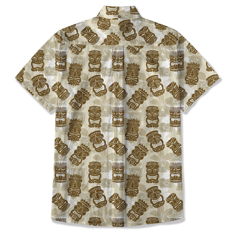 Colorful Tiki Hawaiian Shirt, Tribal Tiki Hibiscus Hawaiian Shirt