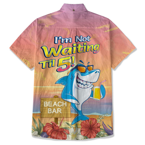 Retro Shark Hibiscus Drink Short Sleeve Shirt, I'm Not Waiting Until 5 Shirt - The Palmix