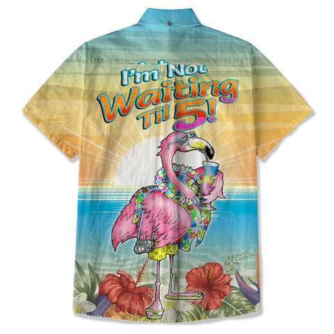 Funny Flamingo Hibiscus Drink Short Sleeve Shirt, I'm Not Waiting Until 5 Hawaii Shirt - The Palmix